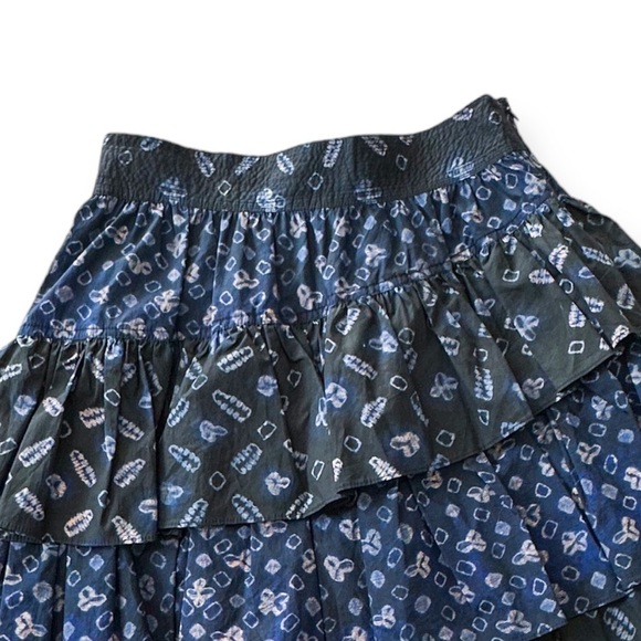 Never Worn‎ Ulla Johnson Aminta Poplin Chevron Shibori Skirt, Blue, Size 4 - Picture 6 of 15